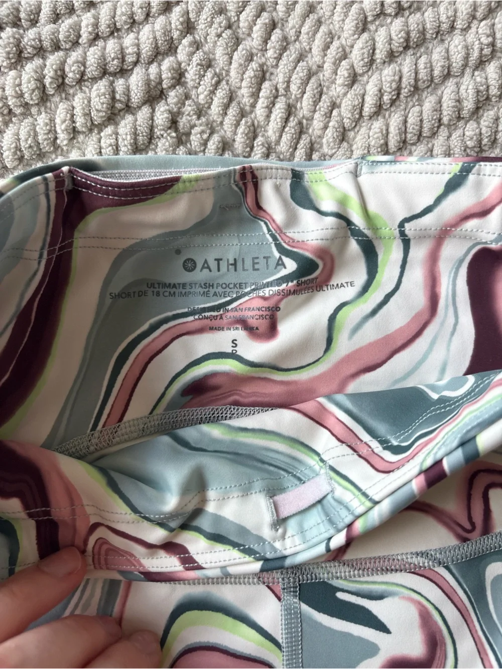 Athleta Marble Swirl Active Set in Sage, Plum, Blush, and Lime - Picture 3 of 3